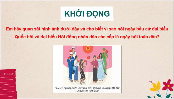 Giáo án điện tử KTPL 11 Bài 14 (Kết nối tri thức): Quyền và nghĩa vụ cơ bản của công dân về bầu cử và ứng cử (ảnh 1)