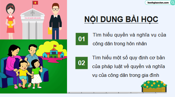 Giáo án điện tử KTPL 12 (Cánh diều): Bài 10: Quyền và nghĩa vụ của công dân trong hôn nhân và gia đình (ảnh 1)