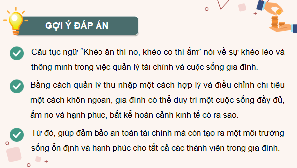 Giáo án điện tử KTPL 12 (Chân trời sáng tạo): Bài 7: Quản lí thu, chi trong gia đình (ảnh 1)