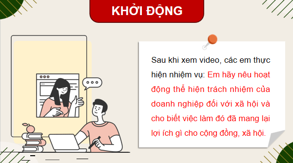 Giáo án điện tử KTPL 12 (Kết nối tri thức): Bài 6: Trách nhiệm xã hội của doanh nghiệp (ảnh 1)