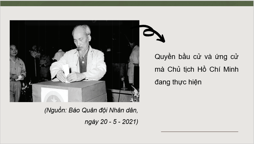 Giáo án điện tử KTPL 11 Bài 14 (Chân trời sáng tạo): Quyền và nghĩa vụ công dân về bầu cử và ứng cử (ảnh 1)
