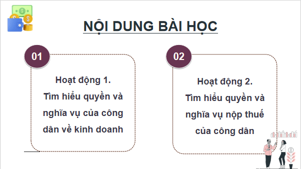 Giáo án điện tử KTPL 12 (Chân trời sáng tạo): Bài 8: Quyền và nghĩa vụ của công dân về kinh doanh và nộp thuế (ảnh 1)