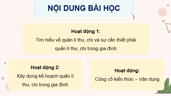 Giáo án điện tử KTPL 12 (Kết nối tri thức): Bài 7: Quản lí thu, chi trong gia đình (ảnh 1)