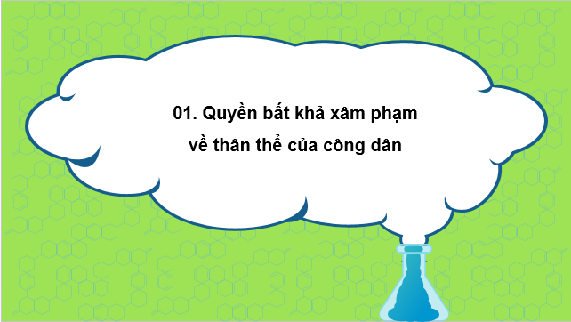 Giáo án điện tử KTPL 11 Bài 17 (Kết nối tri thức): Quyền bất khả xâm phạm về thân thể và quyền được pháp luật bảo hộ về tính mạng, sức khỏe, danh dự, nhân phẩm của công dân (ảnh 1)