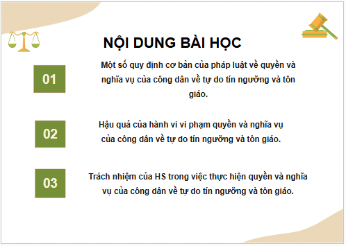 Giáo án điện tử KTPL 11 Bài 21 (Kết nối tri thức): Quyền và nghĩa vụ của công dân về tự do tín ngưỡng và tôn giáo (ảnh 1)