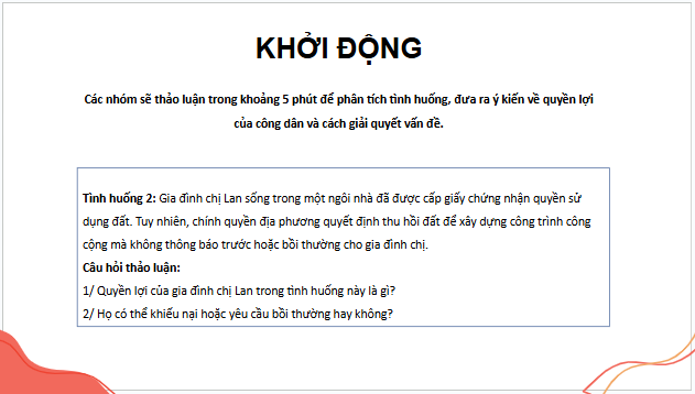 Giáo án điện tử KTPL 11 Bài 18 (Kết nối tri thức): Quyền bất khả xâm phạm về chỗ ở của công dân (ảnh 1)