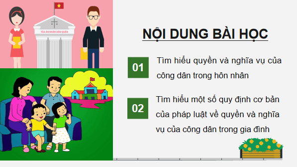 Giáo án điện tử KTPL 12 (Chân trời sáng tạo): Bài 10: Quyền và nghĩa vụ của công dân trong hôn nhân và gia đình (ảnh 1)