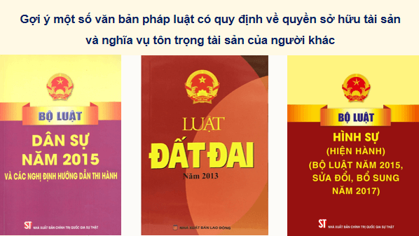 Giáo án điện tử KTPL 12 (Kết nối tri thức): Bài 9: Quyền và nghĩa vụ của công dân về sở hữu tài sản và tôn trọng tài sản của người khác (ảnh 1)