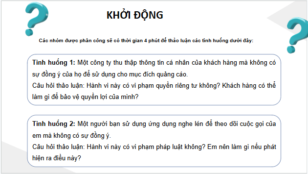 Giáo án điện tử KTPL 11 Bài 19 (Kết nối tri thức): Quyền được đảm bảo an toàn và bí mật thư tín, điện thoại, điện tín của công dân (ảnh 1)