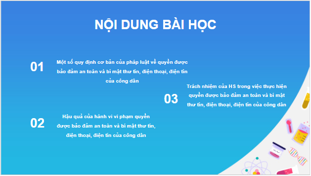 Giáo án điện tử KTPL 11 Bài 19 (Kết nối tri thức): Quyền được đảm bảo an toàn và bí mật thư tín, điện thoại, điện tín của công dân (ảnh 1)