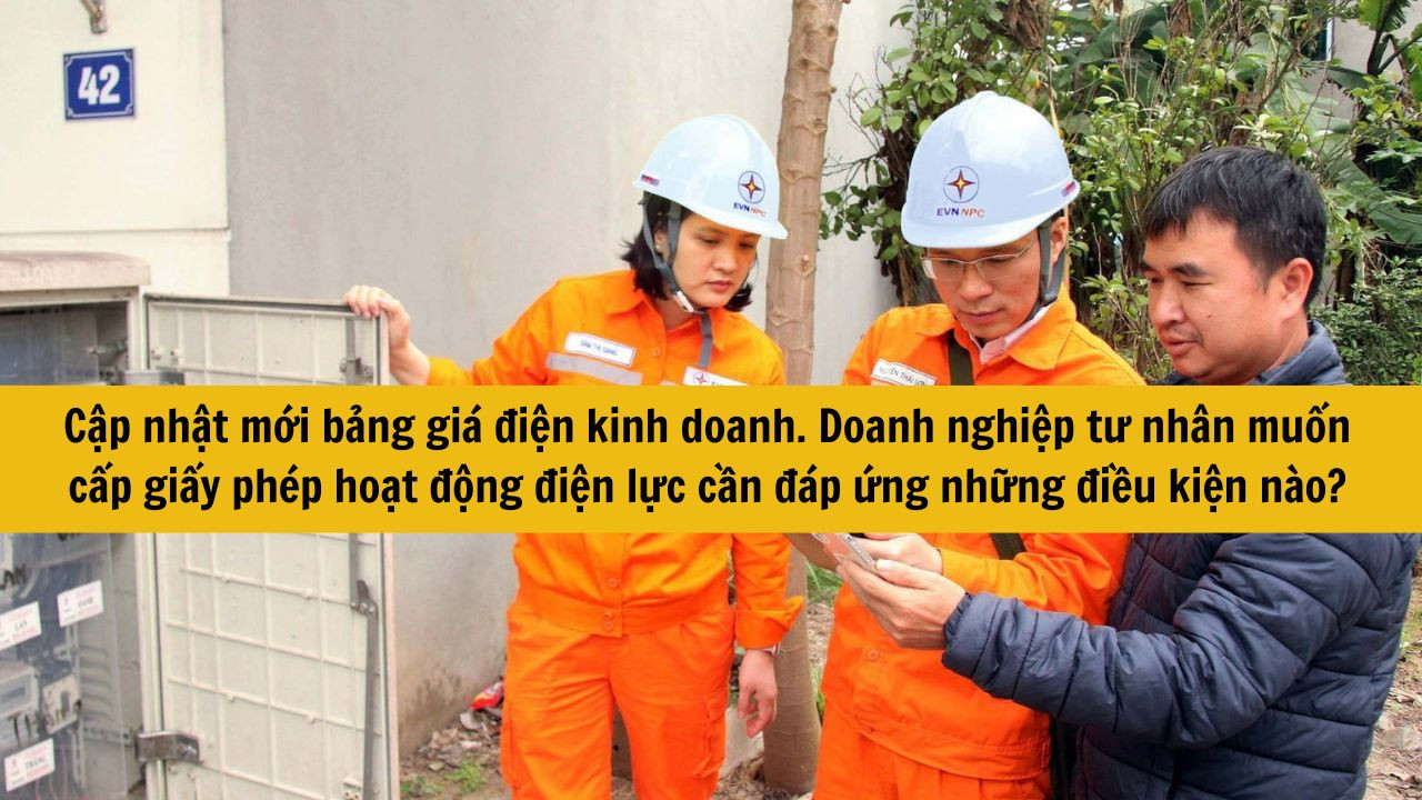 Cập nhật mới nhất bảng gi&aacute; điện kinh doanh 2025? Doanh nghiệp tư nh&acirc;n muốn cấp giấy ph&eacute;p hoạt động điện lực cần đ&aacute;p ứng những điều kiện như thế n&agrave;o?