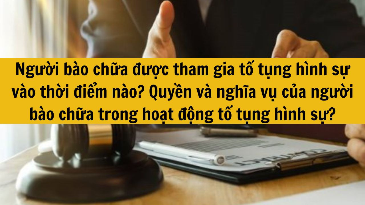 Người b&agrave;o chữa được tham gia tố tụng h&igrave;nh sự v&agrave;o thời điểm n&agrave;o? Quy định về quyền v&agrave; nghĩa vụ của người b&agrave;o chữa trong hoạt động tố tụng h&igrave;nh sự?