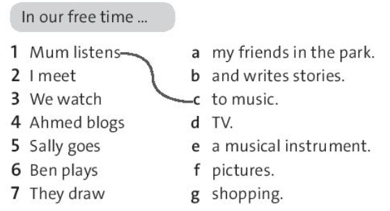 SBT Tiếng Anh 7 trang 10 Unit 1 Vocabulary and Listening: Free time activities - Chân trời sáng tạo (ảnh 1)