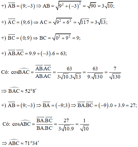 Cho tam giác ABC với A(‒1;2), B(8;‒1), C(8;8). Gọi H là trực tâm (ảnh 1)