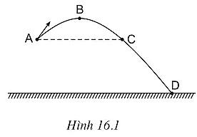 Một vật được ném lên phương xiên góc với phương nằng ngang từ vị trí A (ảnh 1)