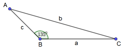 Cho tam giác ABC có góc B = 135 độ. Khẳng định nào sau đây là đúng (ảnh 1)