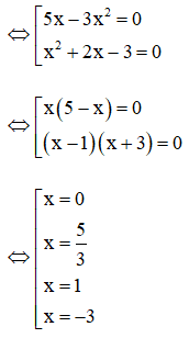 Cho A={ x thuộc Z|x<4}; B={ x thuộc Z|( 5x-3x^2 )(x^2 + 2x - 3) = 0} (ảnh 1)