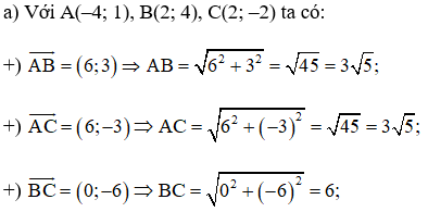 Trong mặt phẳng tọa độ Oxy, cho ba điểm không thẳng hàng A(‒4; 1), B(2; 4) (ảnh 1)