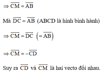 Cho hình bình hành ABCD. Hãy tìm điểm M để vecto BM = vecto AB + vecto AD (ảnh 1)