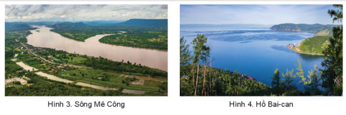 Dựa vào thông tin ở mục d và các hình 3, 4, hãy: Trình bày đặc điểm sông, hồ của châu Á (ảnh 1)