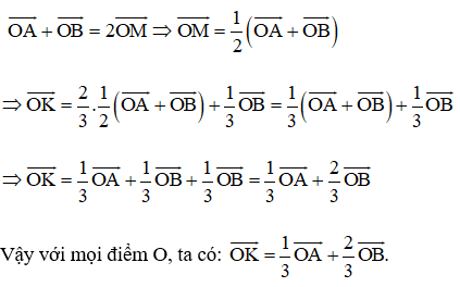 Cho hai điểm phân biệt A và B.  a) Hãy xác định điểm K sao cho (ảnh 1)