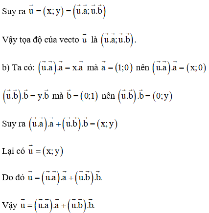 Cho ba vectơ a, vecto b, vecto u với | vecto a| = | vecto v| = 1 và vecto a vuông góc vecto b .  (ảnh 1)