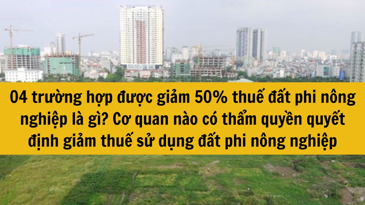 04 trường hợp được giảm 50% thuế đất phi nông nghiệp là gì? Cơ quan nào có thẩm quyền quyết định giảm thuế sử dụng đất phi nông nghiệp mới nhất 2025?