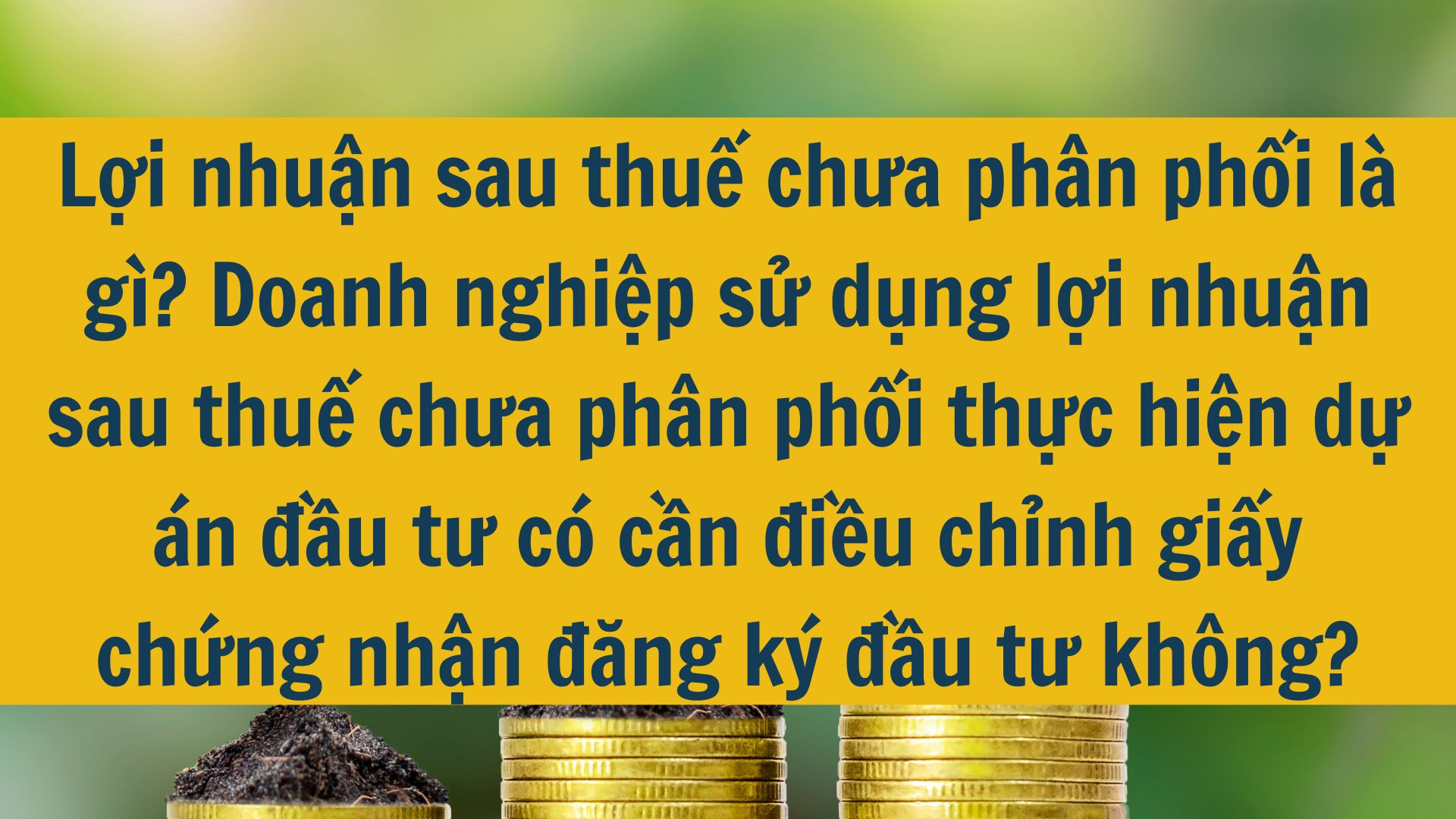 Lợi nhuận sau thuế chưa phân phối là gì? Doanh nghiệp sử dụng lợi nhuận sau thuế chưa phân phối thực hiện dự án đầu tư có cần điều chỉnh giấy chứng nhận đăng ký đầu tư không?
